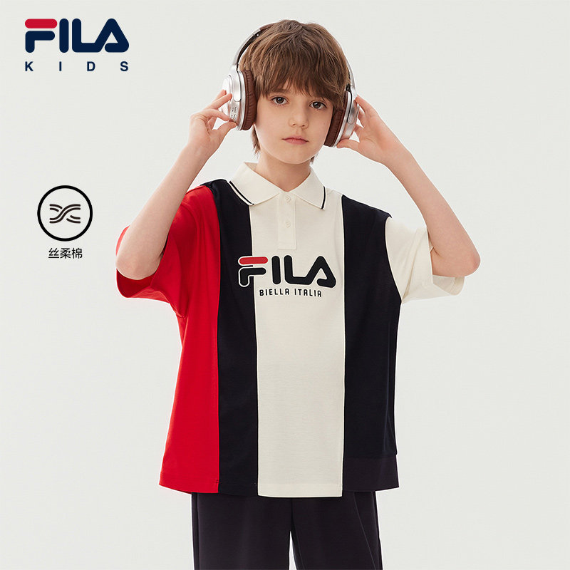 FILA斐乐儿童童装短袖T恤2025年秋季新款男中大童休闲上衣POLO衫,童装/婴儿装/亲子装,T恤,淘宝优惠券,粉丝福利购,淘宝优惠卷