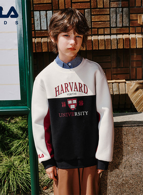 FILA X HARVARD哈佛联名童装男童套头卫衣2025年秋季新款休闲上衣