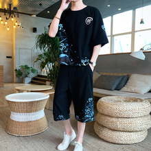 套装 中国风男士 唐装 国潮宽松民族风禅修居士服中式 汉服短袖 两件套