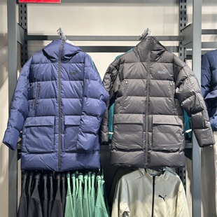 PUMA彪马冬季新款男子加厚防风连帽中长款保暖羽绒服外套678321