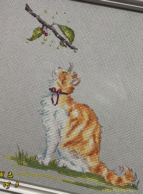 弹弹十字绣 D1084猫咪观察员 自配DMC线/R线十字绣套件 非印花