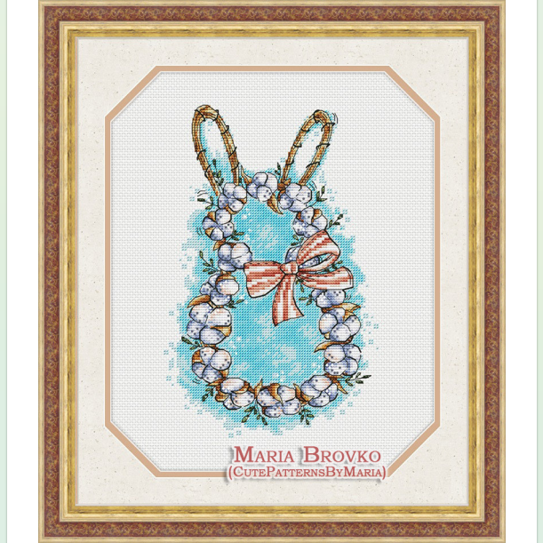 弹弹十字绣 D0714棉花兔子 自配DMC线/R线十字绣套件 非印花