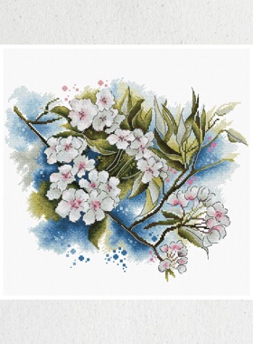 弹弹十字绣 D1480梨花白 自配DMC/R线十字绣套件 非印花