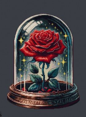 弹弹十字绣 D1288永生玫瑰花 自配DMC/R线十字绣套件 非印花