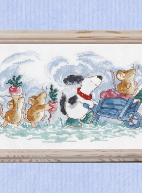 弹弹十字绣 D1547补丁猫-花园伙伴 自配DMC/R线十字绣套件 非印花