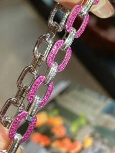 18K金红宝石钻石手链颜色鲜艳明亮火彩佳