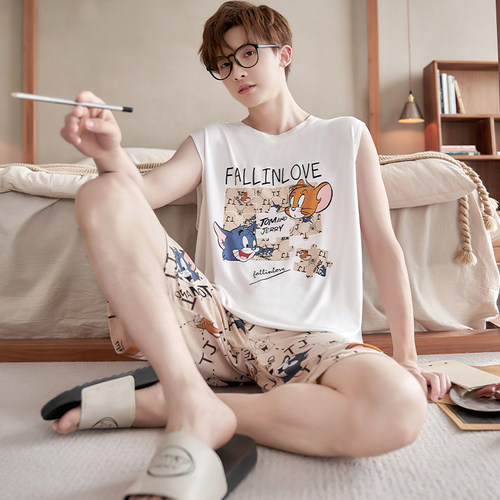 男士睡衣夏季莫代尔背心居家服