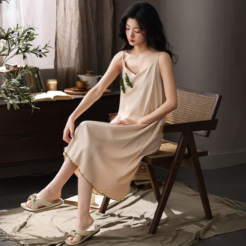 可调节吊带睡裙女夏季甜美可爱薄款少女睡衣仿纯棉夏款大码家居服