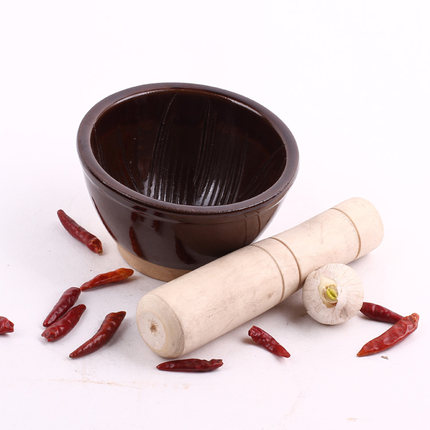 陶瓷雷钵厨房家用捣蒜泥器蒜臼食物研磨粉器抖辣椒钵土陶瓷