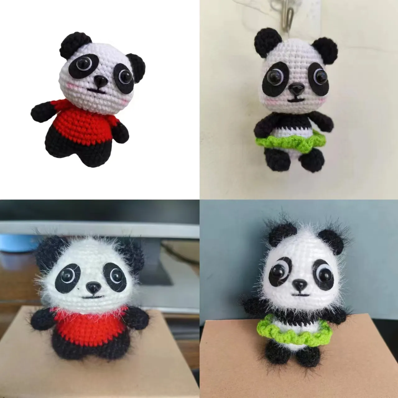 成品手工钩针编织毛线娃娃成品挂件手工制作毛线玩偶成品熊猫挂件