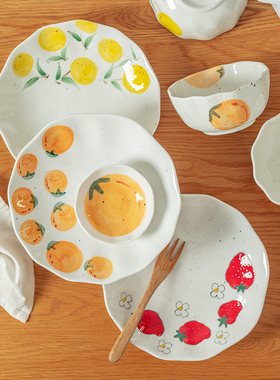 盘子菜盘家用高颜值ins风碗碟陶瓷大汤碗面碗烤盘一人食餐具套装