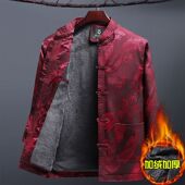 唐装 男老人秋冬季 外套中老年爸爸棉衣中国风加绒加厚加绒爷爷棉袄