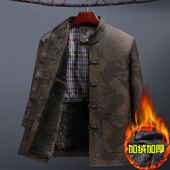 男士 冬装 爸爸爷爷衣服加绒加厚棉袄外套大码 中老年人中国风唐装 装