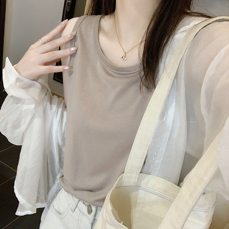 冰丝凉感慵懒风吊带背心女夏2026新款薄款遮副乳衬衫内搭无袖上衣