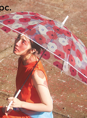 wpc透明雨伞长柄女生高颜值可爱手动伞加大加厚加固抗风果冻伞