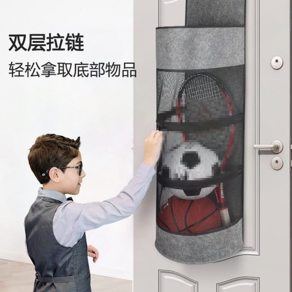 家用球包网兜球收纳架家庭放壁挂式类排球收纳袋储物篮球足球儿童