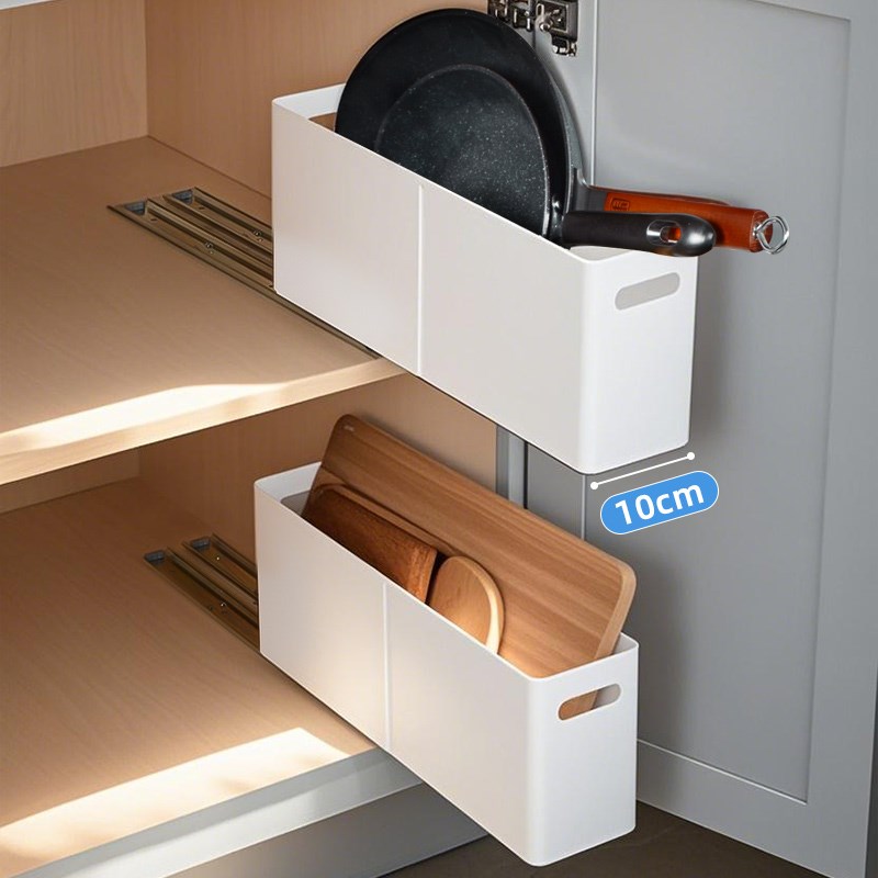 下水槽置物架抽拉式锅具收纳架10cm极窄柜拉篮加深厨Y房橱柜带滑