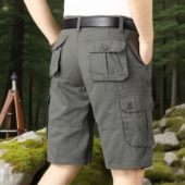 外穿棉布工装 男款 裤 男士 夏季 五分裤 子短裤 中老年宽松休闲运动大码