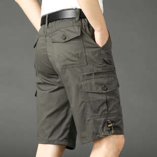 短裤 工装 多口袋宽松休闲中年爸爸裤 纯棉薄款 夏季 马裤 中老年五分裤