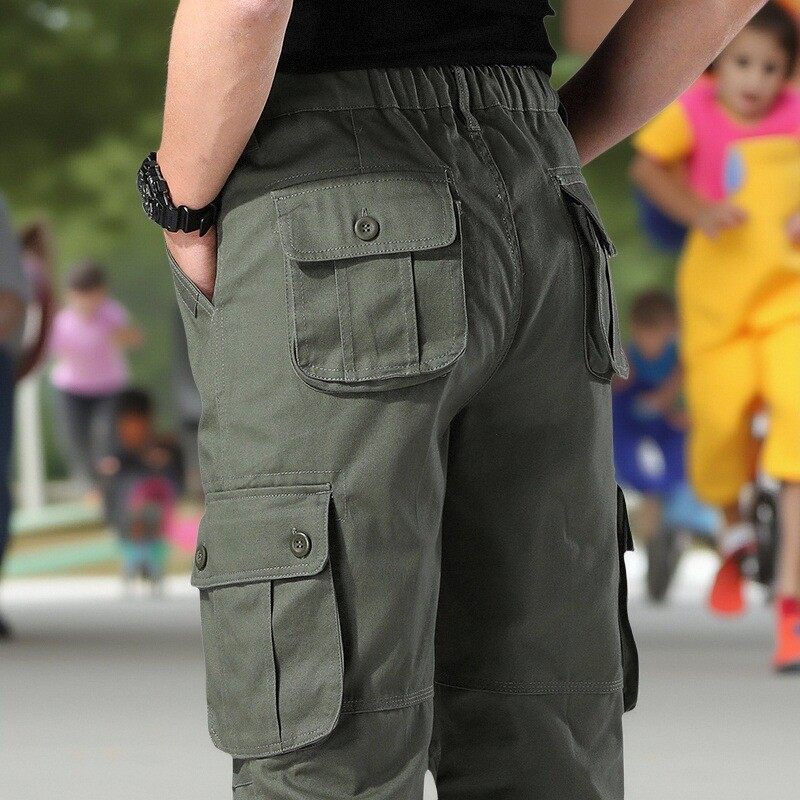 宽松直筒多口袋工装长裤子男士中老年休闲运动全棉大码中老年春秋,男装,休闲裤,淘宝优惠券,粉丝福利购,淘宝优惠卷