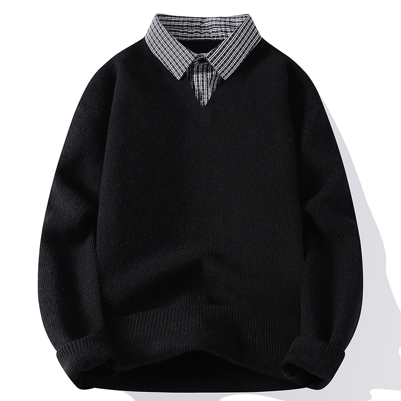 高级感假两件衬衫领针织衫