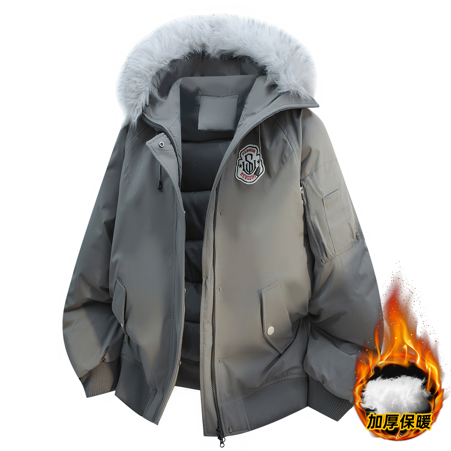 美式复古毛领棉衣冬季加厚保暖