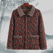 宽松翻领棉袄中老年时尚 妈妈加绒加厚棉衣外套女冬季 大码 棉服上衣