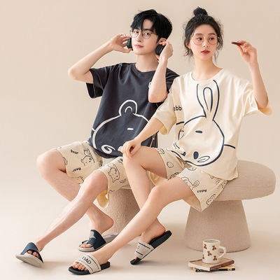 情侣睡衣夏季纯棉男款女士夏款2025新款夏天短袖卡通手家居服