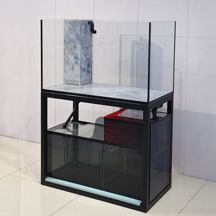 智定岩板直角溢流套缸底滤超白玻璃鱼缸龙鱼蝴蝶鲤南美定制定做