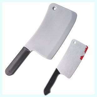 cos仿真兵器演出带血尖刀塑料 鬼屋派对恶搞恐怖道具假菜刀砍刀