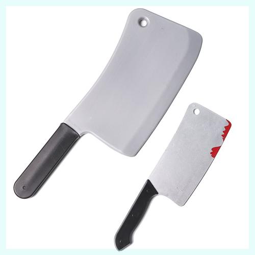 cos仿真兵器演出带血尖刀塑料 鬼屋派对恶搞恐怖道具假菜刀砍刀