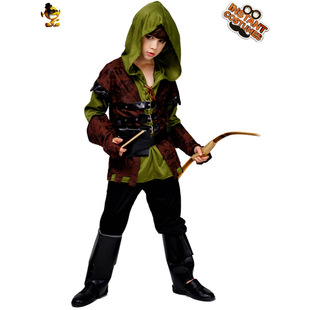 儿童男款万圣节侠盗弓箭手服装 派对男童守猎者猎人服装狂欢服装