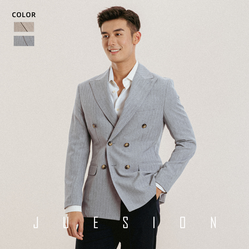 意式双排扣免烫西服外套