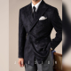 西装 JUESION 秋冬麂皮绒双排扣西服外套男纯黑色商务休闲通勤冬季
