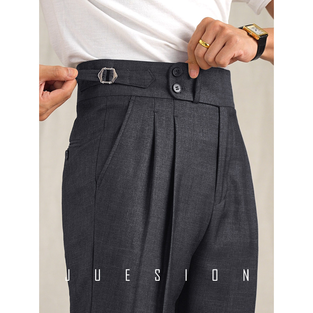 JUESION精仿10%羊毛免烫意式复古那不勒斯西裤男商务正装高腰长裤,男装,西裤,淘宝优惠券,粉丝福利购,淘宝优惠卷