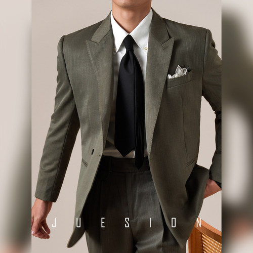 【可机洗免烫】JUESION 一粒扣戗驳领西装男套装休闲商务绅士西服