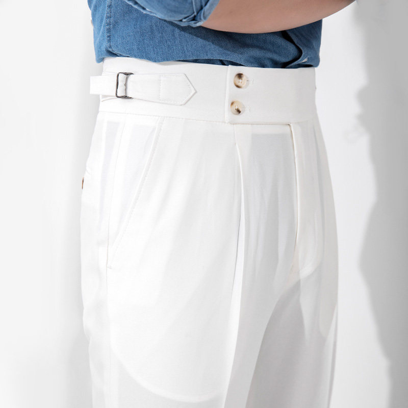 JUESION 西装裤子男直筒修身商务休闲裤那不勒斯单褶白色男士长裤,男装,休闲裤,淘宝优惠券,粉丝福利购,淘宝优惠卷