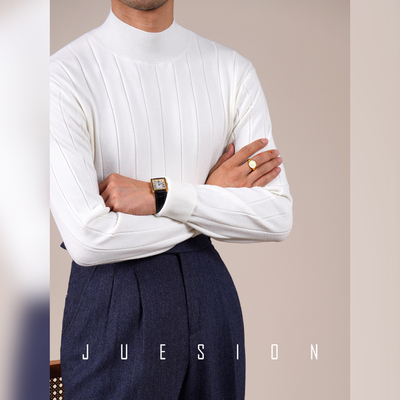 桑蚕丝羊毛半高领毛衣