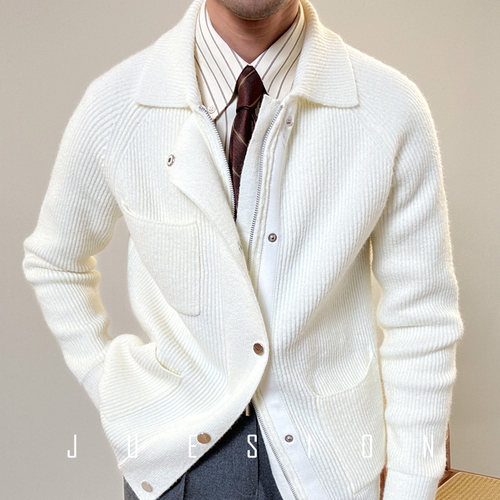 毛衣男秋冬季新款翻领粗毛线