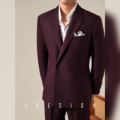 TR免烫鱼骨纹 JUESION 复古西服套装 男士 休闲商务结婚新郎西装