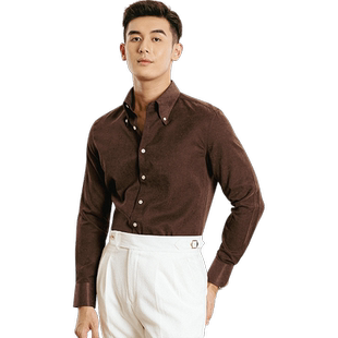 【柔丝绒】冬季长袖衬衫男士意式加厚商务休闲大尖领冬季打底衬衣