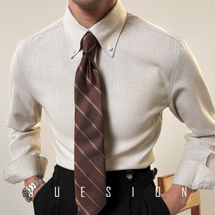意式 男纽扣领商务休闲修身 温莎领春季 衬衫 高级感衬衣 长袖 JUESION