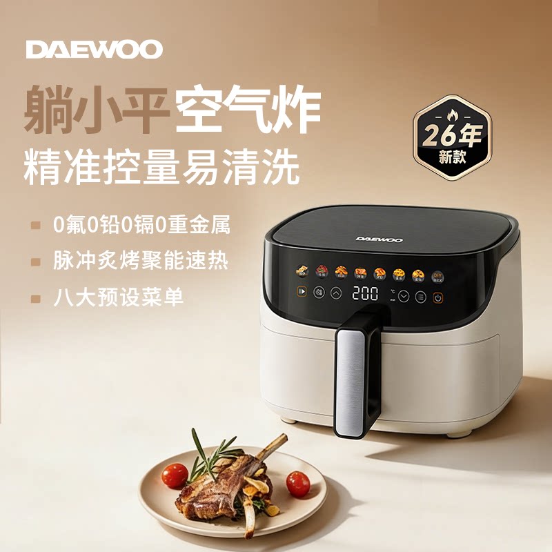 大宇躺小平空气炸锅家用新款小型迷你电炸锅烤箱一体金属内腔KX17