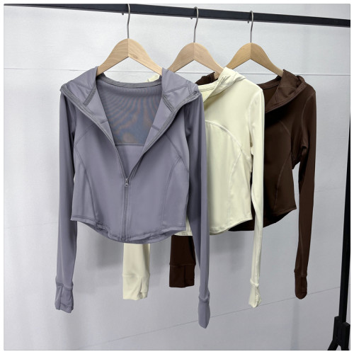 裸感运动外套拉链连帽衫瑜伽服