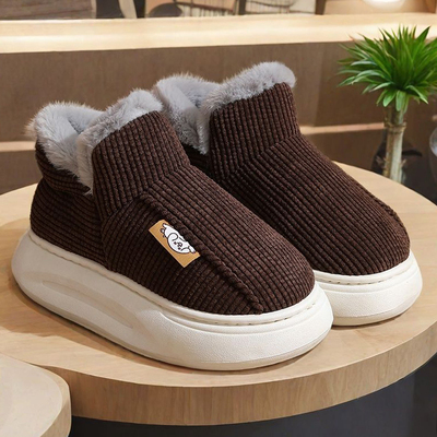 时尚居家棉鞋程喜加厚保暖包跟