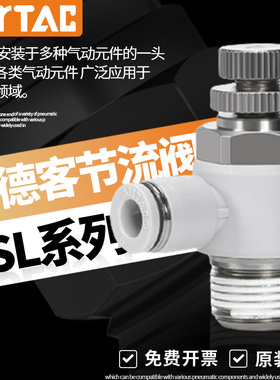 亚德客节流调速阀气管接头APSL/PSL4/6/8/10-M5/01/02A气动气缸