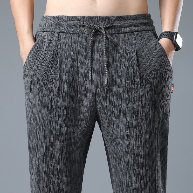 春夏季超薄款九分棉麻亚麻裤子男士运动休闲长裤宽松直筒夏天冰丝