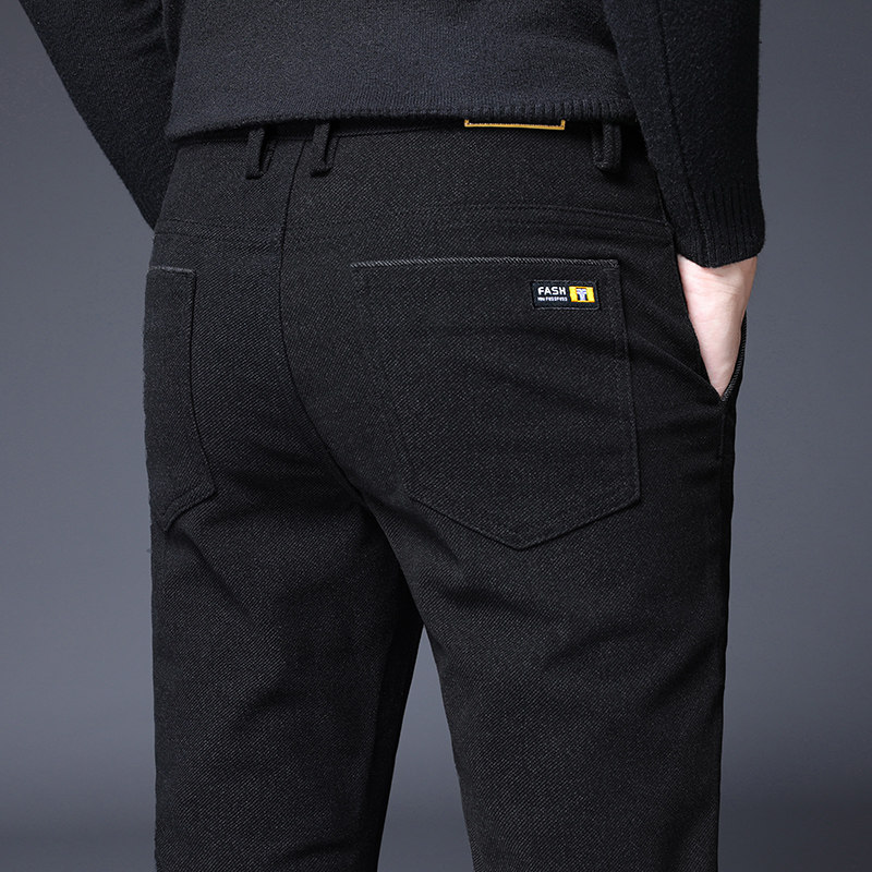 男士男裤子秋季2020新款秋冬季休闲长裤修身小脚直筒加绒加厚外穿