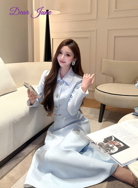 DearJune 法式小香风翻领短外套半身裙套装高级感名媛气质温柔感
