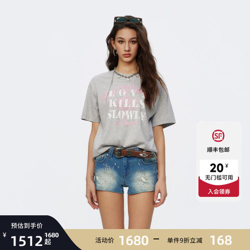 Ed Hardy埃德哈迪2026夏季新款女士圆领宽松短袖T恤E1SBW268